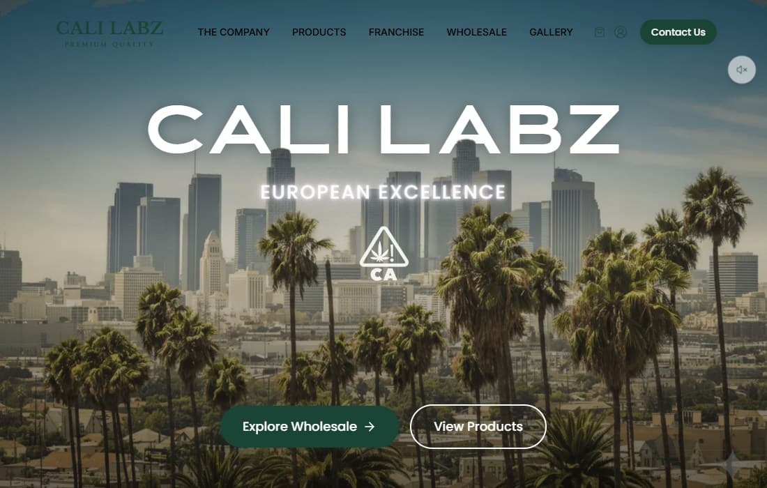 Screenshot van de website van Cali Labz